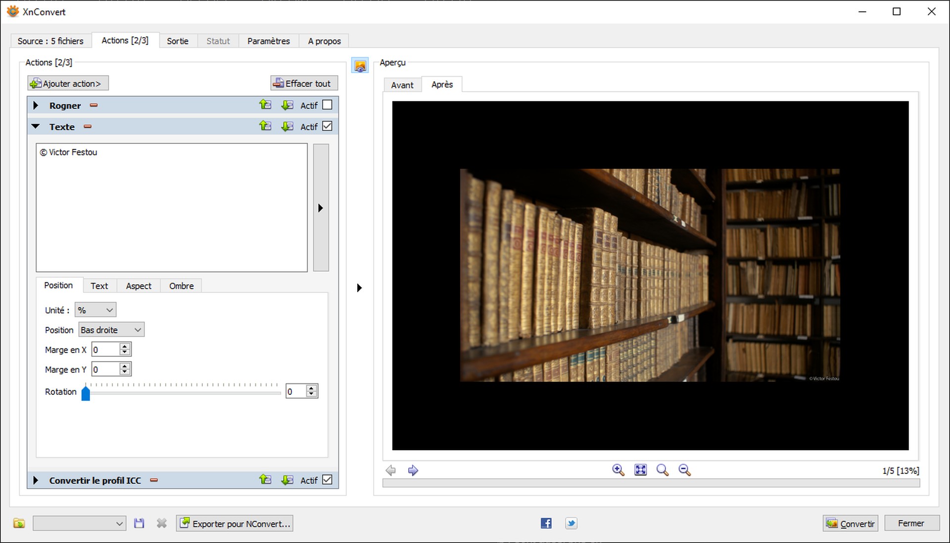 Xnconvert software interface screenshot