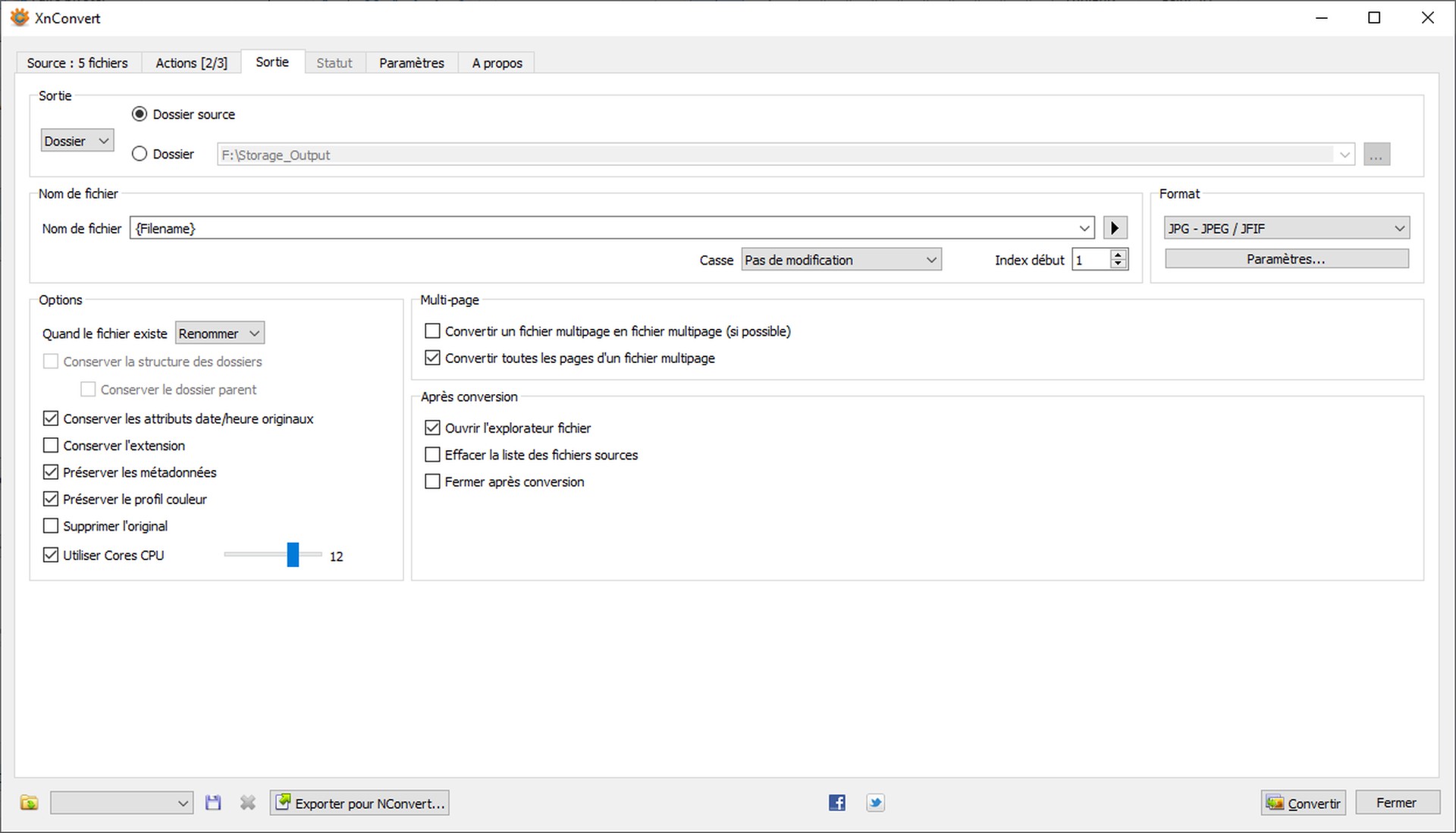 Xnconvert software interface screenshot